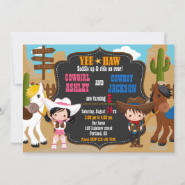 Invitación de cumpleaños de Cowboy y Cowgirl Wild 