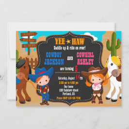 Invitación de cumpleaños de Cowboy y Cowgirl Wild 