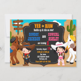 Invitación de cumpleaños de Cowboy y Cowgirl Wild 