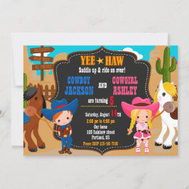 Invitación de cumpleaños de Cowboy y Cowgirl Wild 
