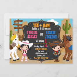 Invitación de cumpleaños de Cowboy y Cowgirl Wild 