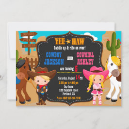 Invitación de cumpleaños de Cowboy y Cowgirl Wild 