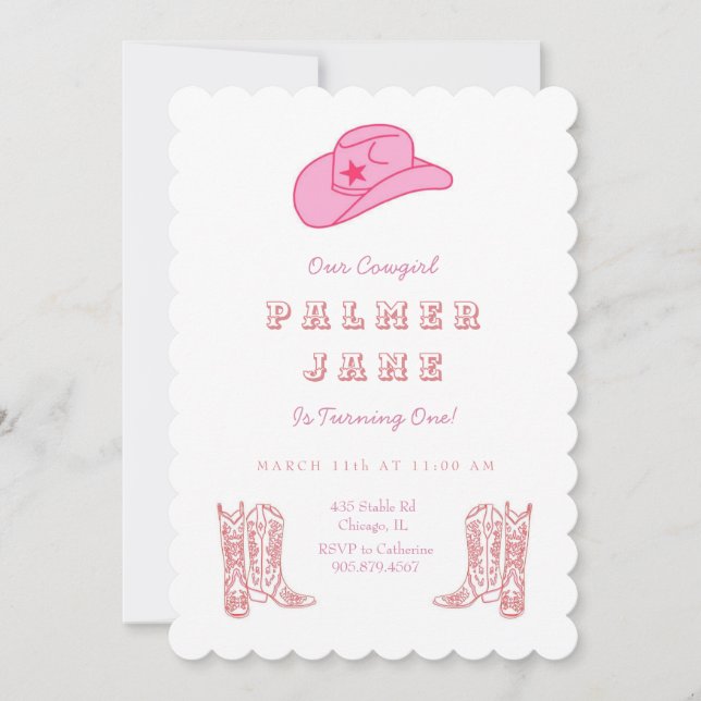 Invitación de cumpleaños de Cowgirl (Anverso)