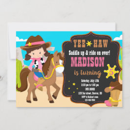 Invitación de cumpleaños de Cowgirl