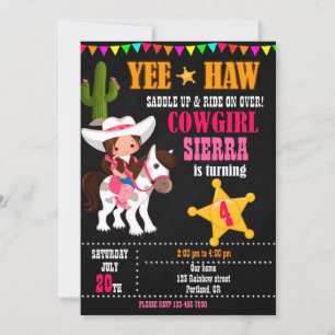 Invitación de cumpleaños de Cowgirl
