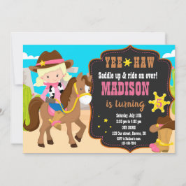 Invitación de cumpleaños de Cowgirl