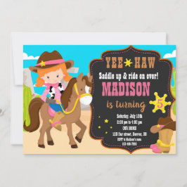 Invitación de cumpleaños de Cowgirl