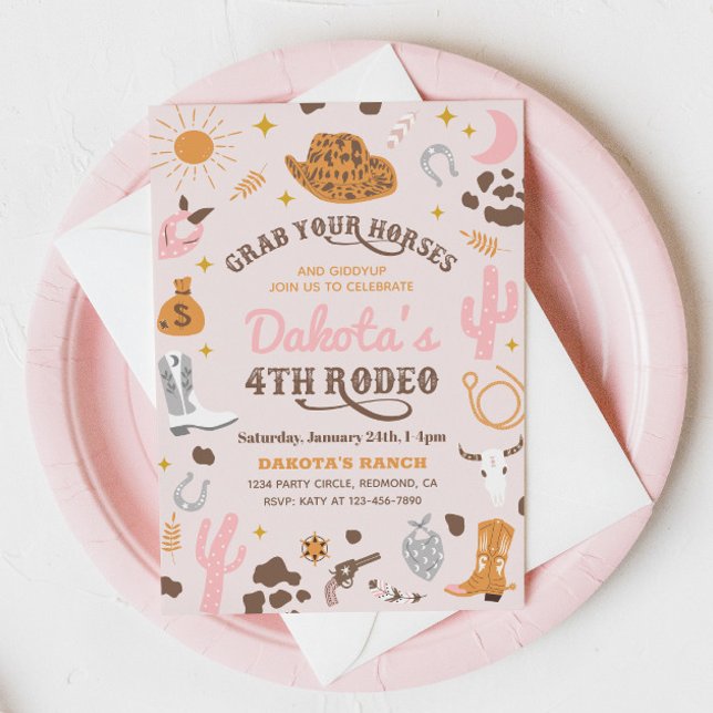 Invitación de cumpleaños de Cowgirl | 4.º Rodeo In (Subido por el creador)