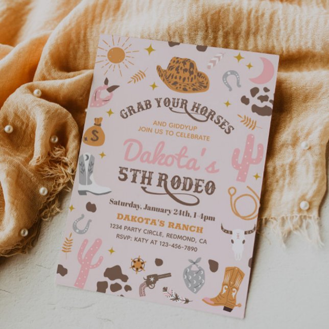 Invitación de cumpleaños de Cowgirl | 5.º Rodeo In (Subido por el creador)