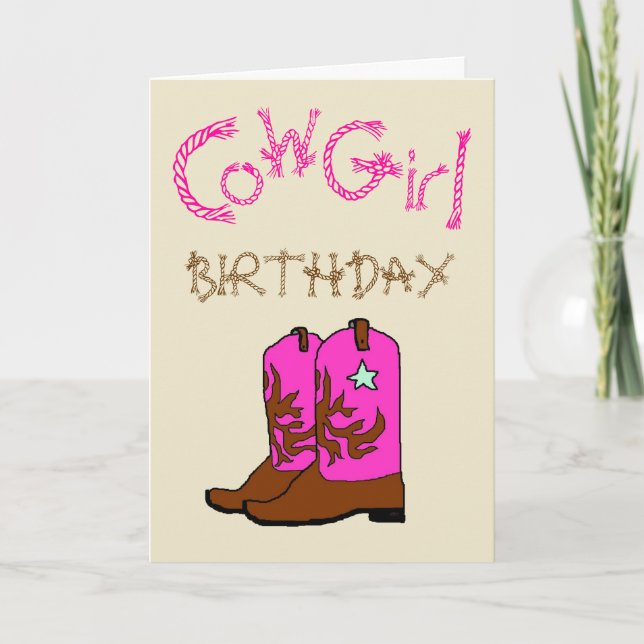 Invitación de cumpleaños de Cowgirl Boots rosados (Anverso)