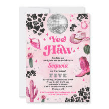Invitación de cumpleaños de Cowgirl de discoteca r