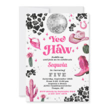 Invitación de cumpleaños de Cowgirl de discoteca r