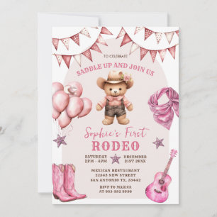 Invitación de cumpleaños de Cowgirl First Rodeo Ba