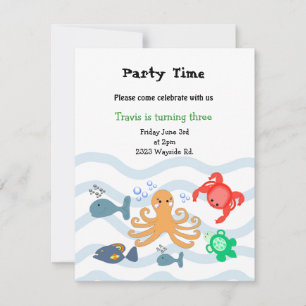 Invitación de cumpleaños de criaturas marinas