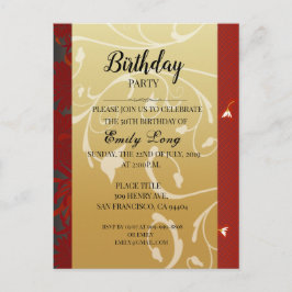 Invitación de cumpleaños de crisantemo chino elega