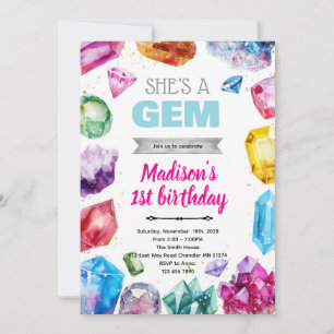 Invitación de cumpleaños de cristal de gema