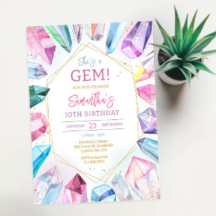 Invitación de cumpleaños de cristal de gema