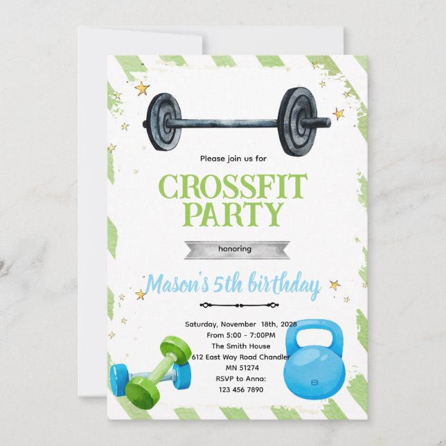invitación de cumpleaños de CrossFit (Anverso)