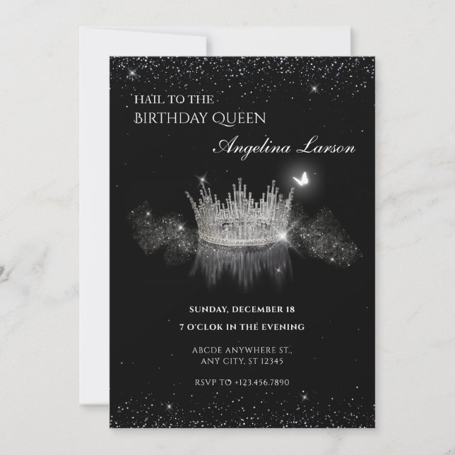 Invitación de cumpleaños de Crystal Queen Crown (Anverso)