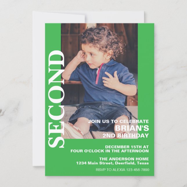 Invitación de cumpleaños de cualquier edad con fot (Anverso)
