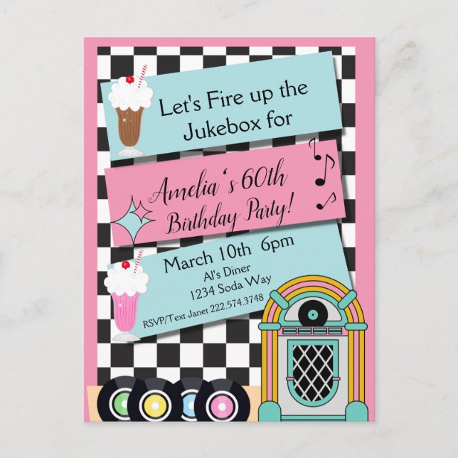 Invitación de cumpleaños de cualquier edad para un (Anverso)