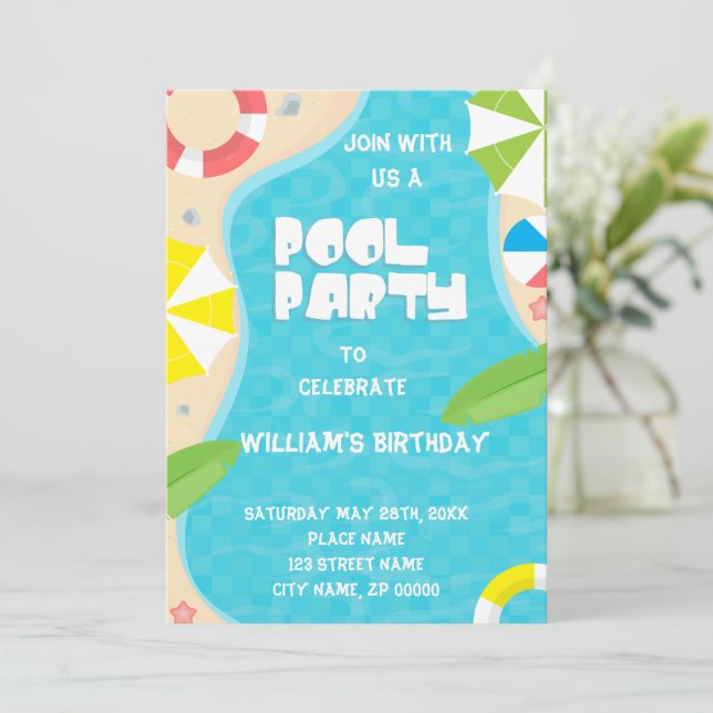 Invitación de cumpleaños de cualquier Fiesta de gr (Anverso de pie)
