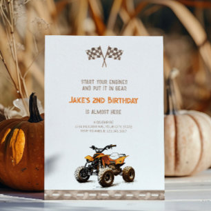Invitación de cumpleaños de cuatriciclo naranja