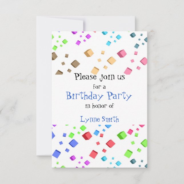 Invitación de cumpleaños de Cubos Divertidos (Anverso)