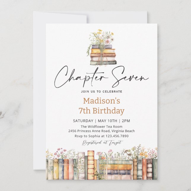 Invitación de cumpleaños de cuento de hadas con fl (Anverso)