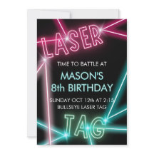 Invitación de cumpleaños de cumpleaños de Laser Ta