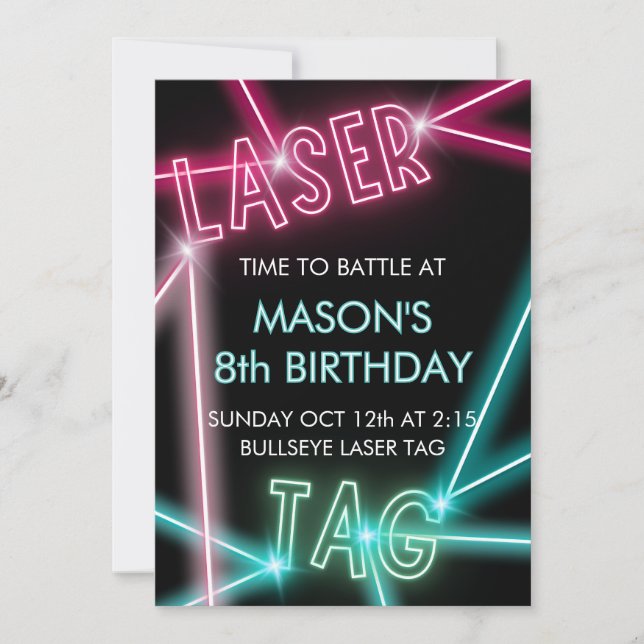 Invitación de cumpleaños de cumpleaños de Laser Ta (Anverso)
