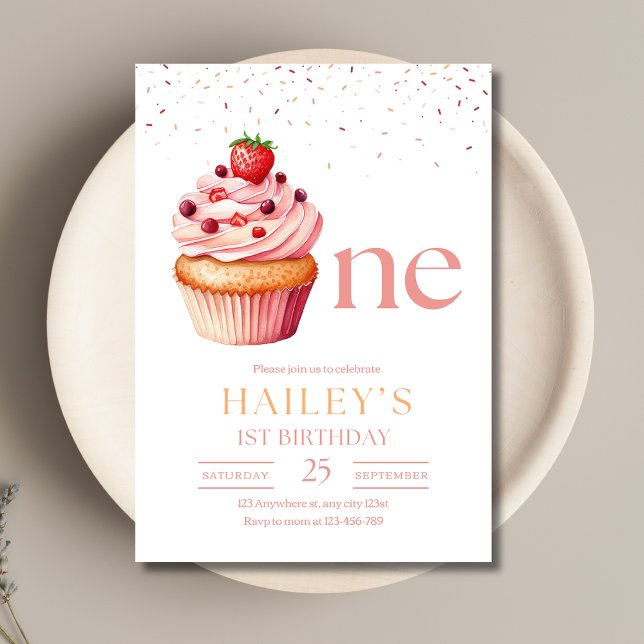 Invitación de cumpleaños de Cupcake, cumpleaños nú (Subido por el creador)