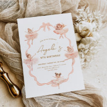 Invitación de cumpleaños de Cute Ballerinas