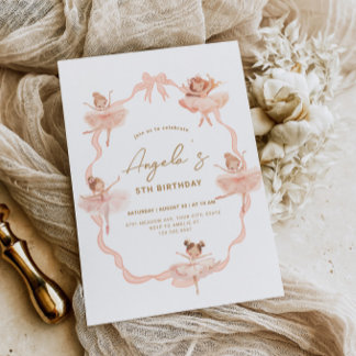 Invitación de cumpleaños de Cute Ballerinas