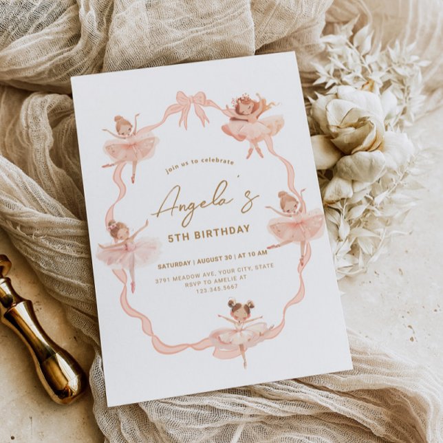 Invitación de cumpleaños de Cute Ballerinas (Subido por el creador)
