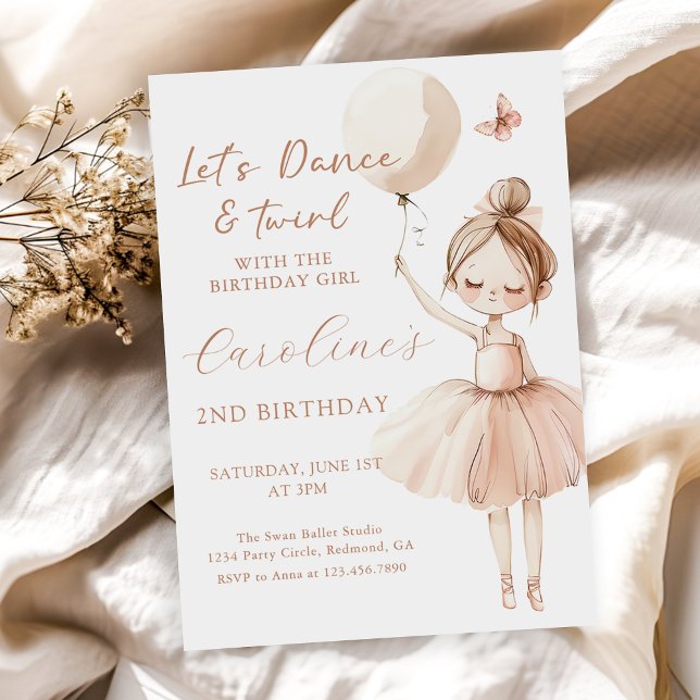 Invitación de cumpleaños de Cute Ballet Ballerina (Subido por el creador)