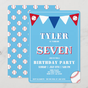 Invitación de cumpleaños de Cute Blue Baseball Cum