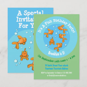 Invitación de cumpleaños de Cute Goldfish personal