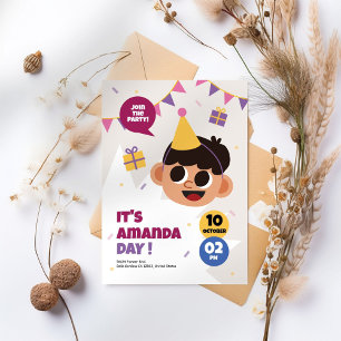 Invitación de cumpleaños de Cute Happy Boy