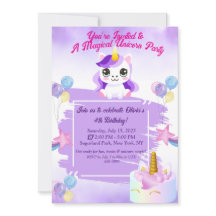 Invitación de cumpleaños de Cute Kawaii Unicorn