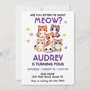 Invitación de cumpleaños de Cute Kitten