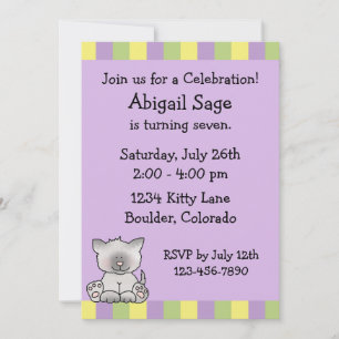 Invitación de cumpleaños de Cute Kitty para Chicas
