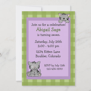 Invitación de cumpleaños de Cute Kitty para Chicas