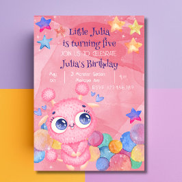 Invitación de cumpleaños de Cute Little Monster