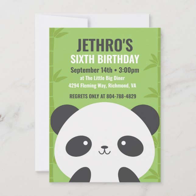 Invitación de cumpleaños de Cute Panda (Anverso)