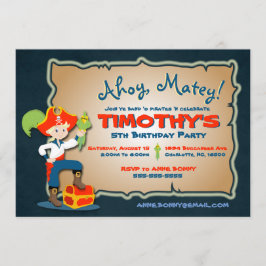 Invitación de cumpleaños de Cute Pirate personaliz