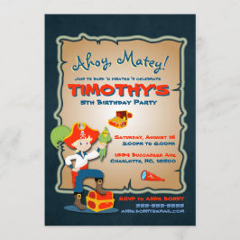 Invitación de cumpleaños de Cute Pirate personaliz