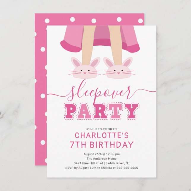 Invitación de cumpleaños de Cute Sleepover Pajama