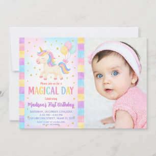 Invitación de cumpleaños de Cute Toddler Unicorn