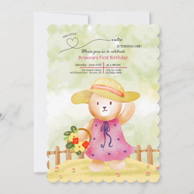 Invitación de cumpleaños de Cutie Little (Anverso)